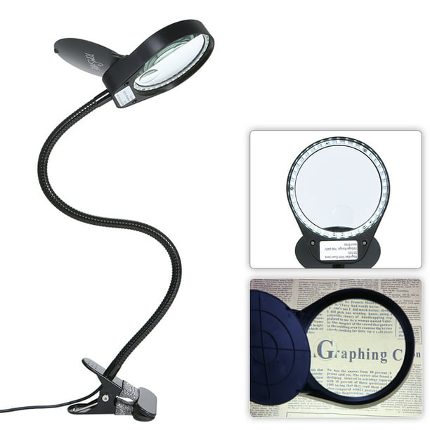 LED Lighting 5X Magnifying Lamp with Clamp Hands-free Magnifying Glass Desk D9C8